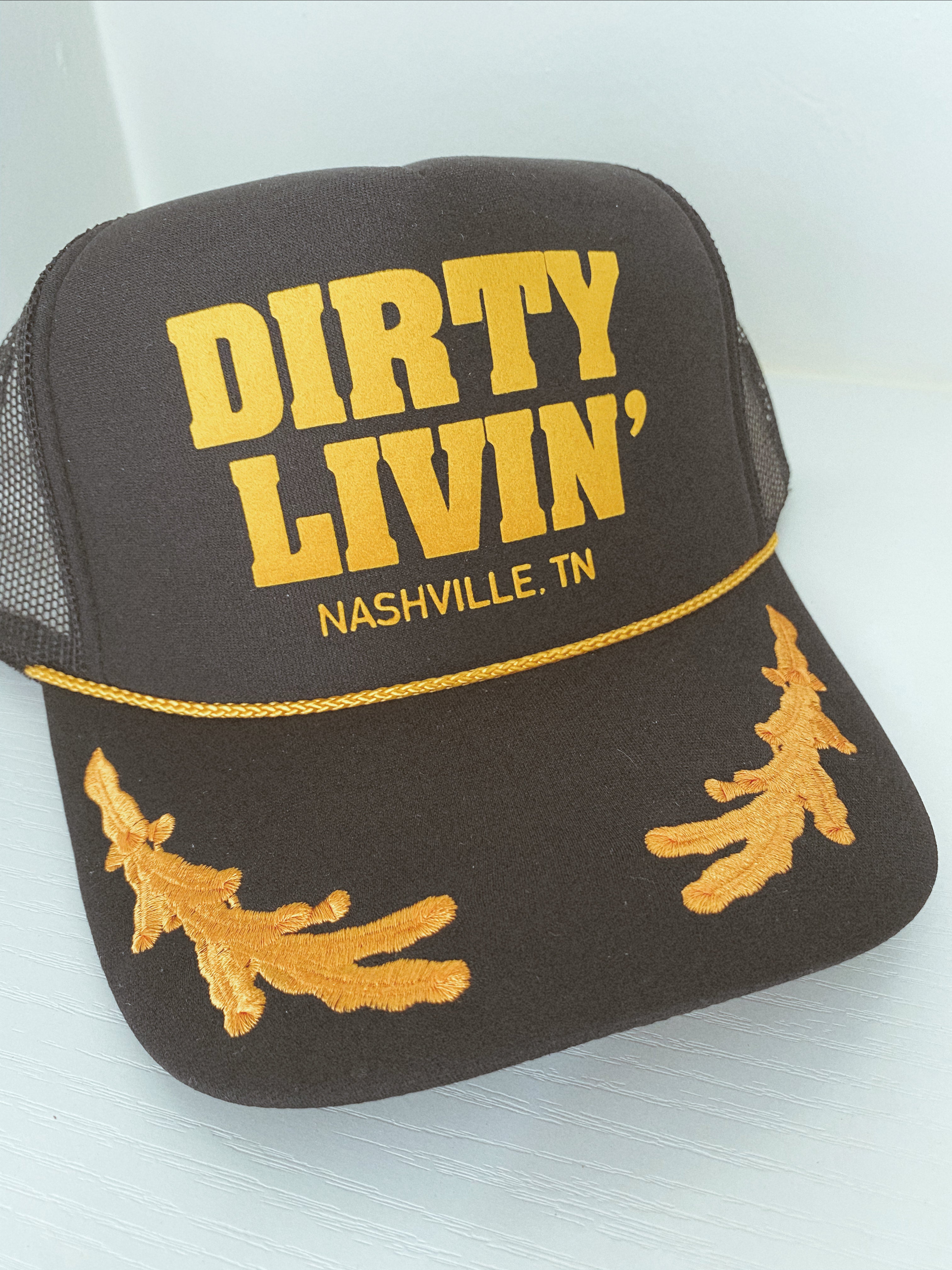 Dirty Livin\' Nashville TN Embroidered Trucker Hat - Black & Gold Dirty Livin main image 2